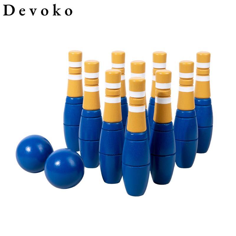 Bộ Bowling Gỗ Skittles Đồ Chơi Trẻ Em Bowling Đồ Chơi Học Tập Sớm Sân Sau Trò Chơi Cho Sàn Quà Tặng 