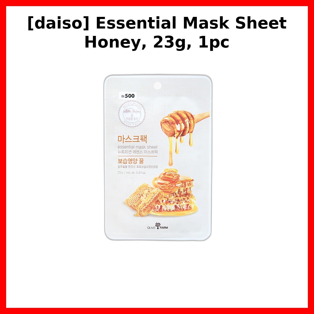 [daiso] Essential Mask Sheet Honey, 23g, 1 cái / Khẩu trang Hàn Quốc / Tăng độ ẩm / Xác thực 100% bở