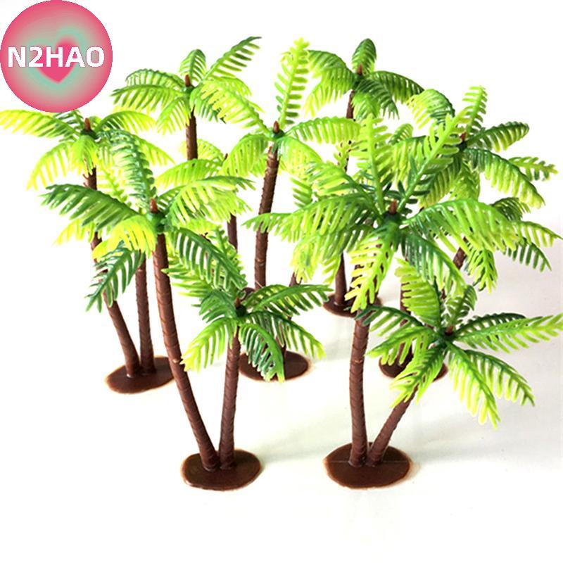 N2HAO Mini Cây Dừa Nhựa Xanh Cây Nước Bể Cá Cây n
