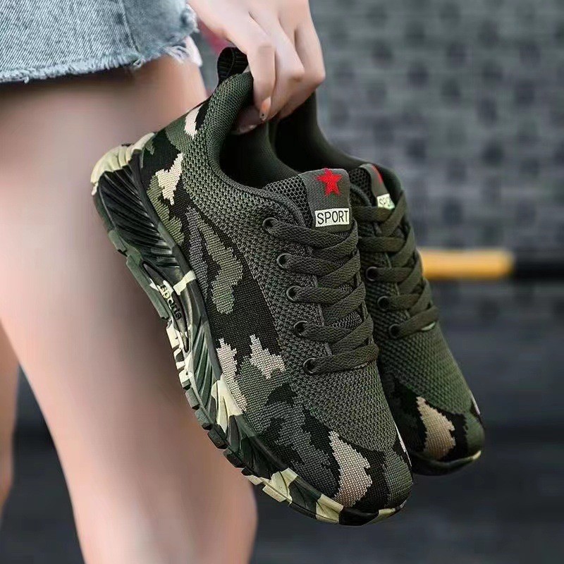 Camouflage shoes for men and women, spring and summer outdoor hiking training shoes, student militar
