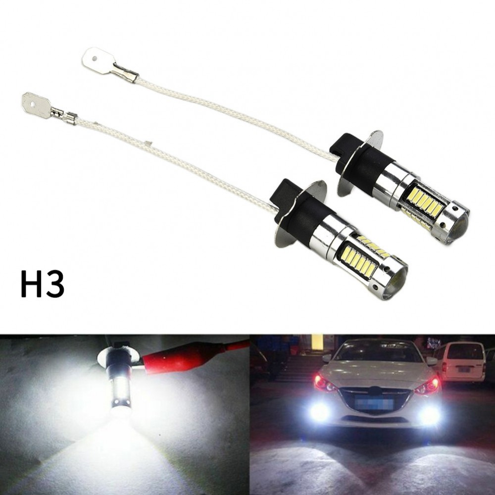 Đèn sương mù DC 12V-24V H3 LED Siêu sáng 1800LM 6000K Chuyển đổi phụ kiện màu trắng