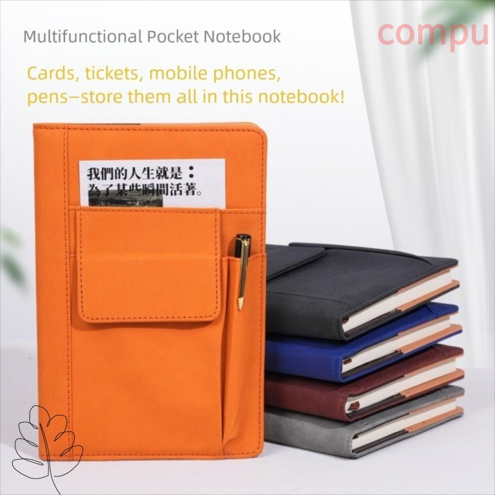 COMPU Tạp Chí Da Có Thể Đổ Lại, 200 Trang Retro Cover A5 Notebook, Giấy Dày Sáng Tạo Có Túi Bìa Cứng