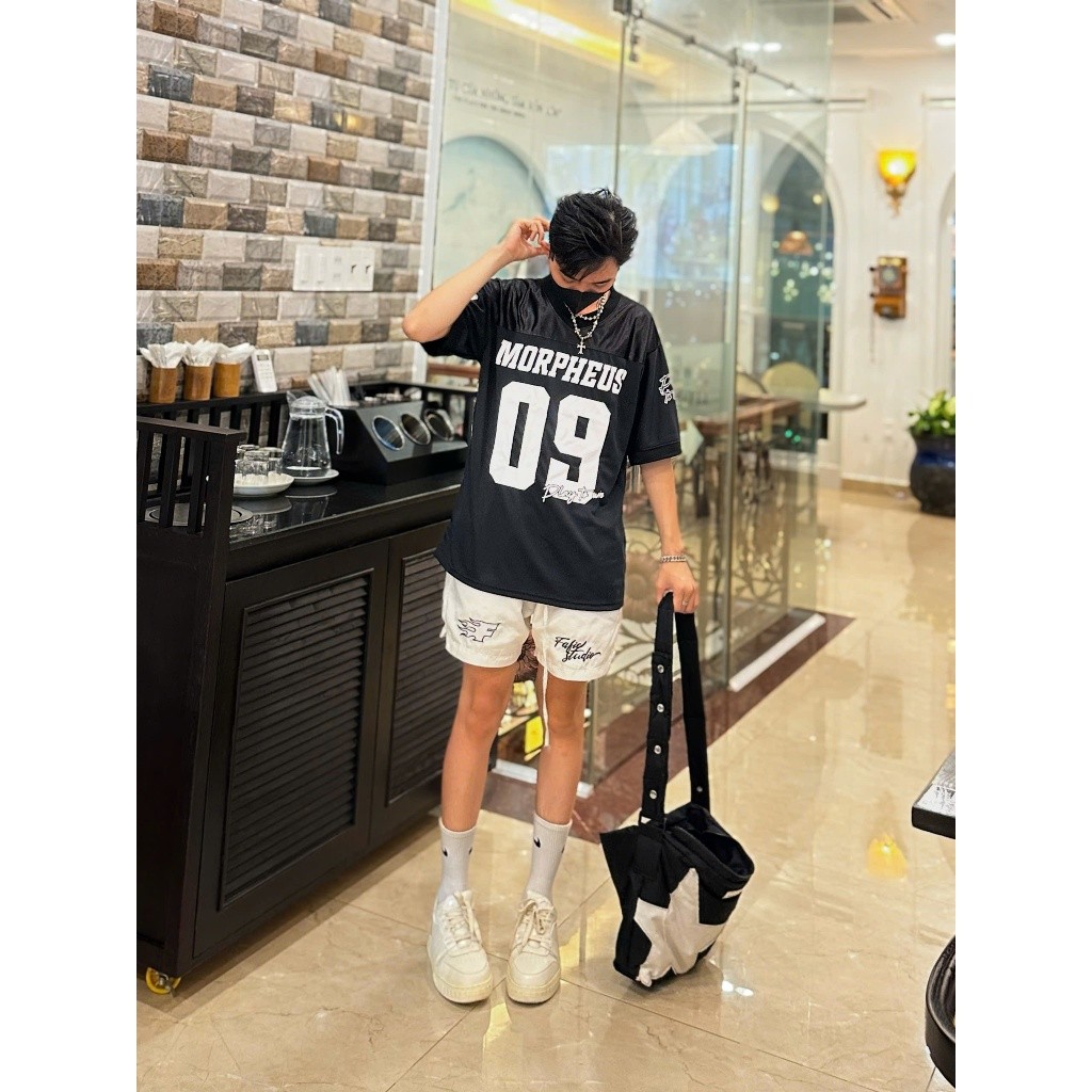 Áo Thun Phối thể thao 09, Football Jersey, Phối Cổ V, Áo Thun Local Brand Morpheus,Cổ Tim, Form Rộng