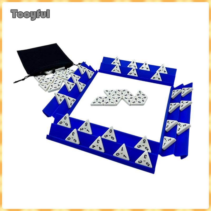 Bộ trò chơi Domino tam giác Tooyful, Du lịch, Gia đình, với 4 giá đỡ, Trò chơi bảng hình tam giác Do