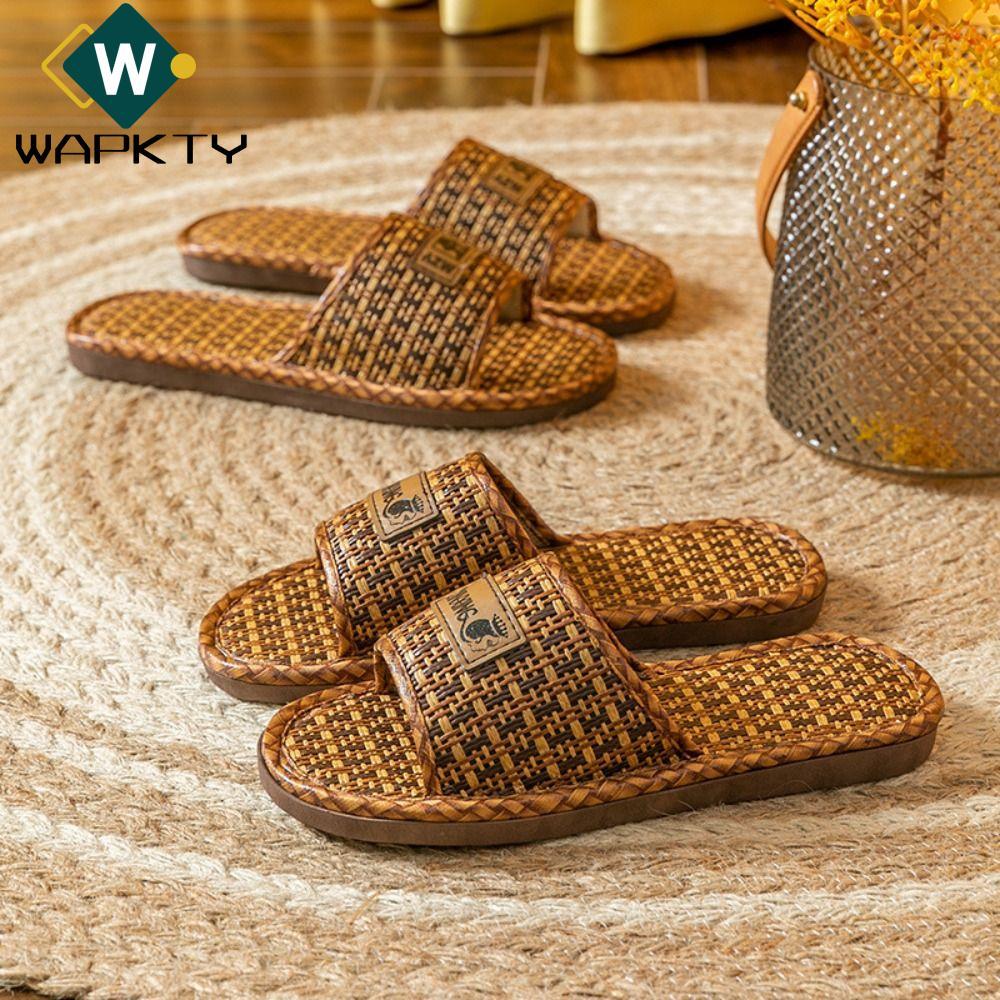 WAPKTY 1 Đôi Dép Dệt Ống Hút, Dép Chống Trơn Trượt Mây, Chống Mùi Chất Lượng Cao Dép Lót Bền Ngoài Trời