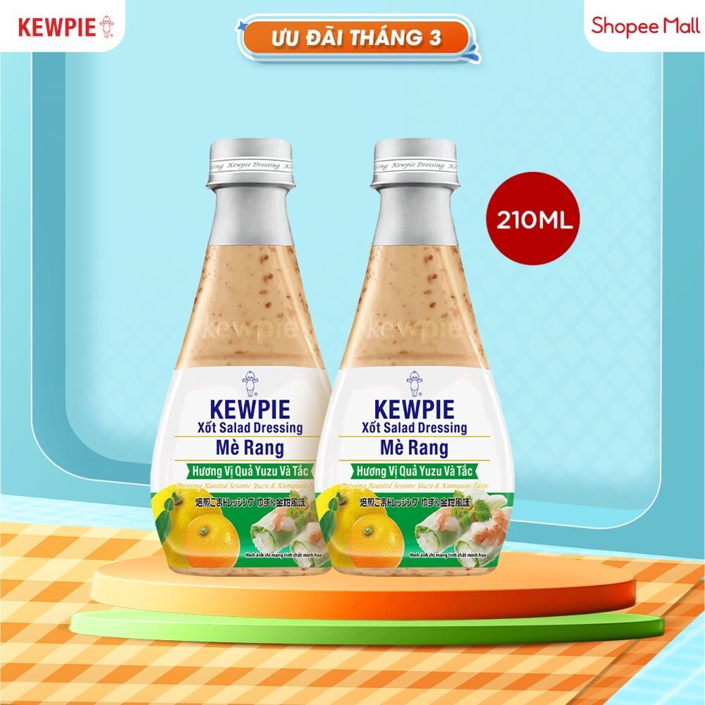 Combo 2 Salad Dressing Mè Rang Kewpie Hương Vị Quả Yuzu & Tắc 210ml