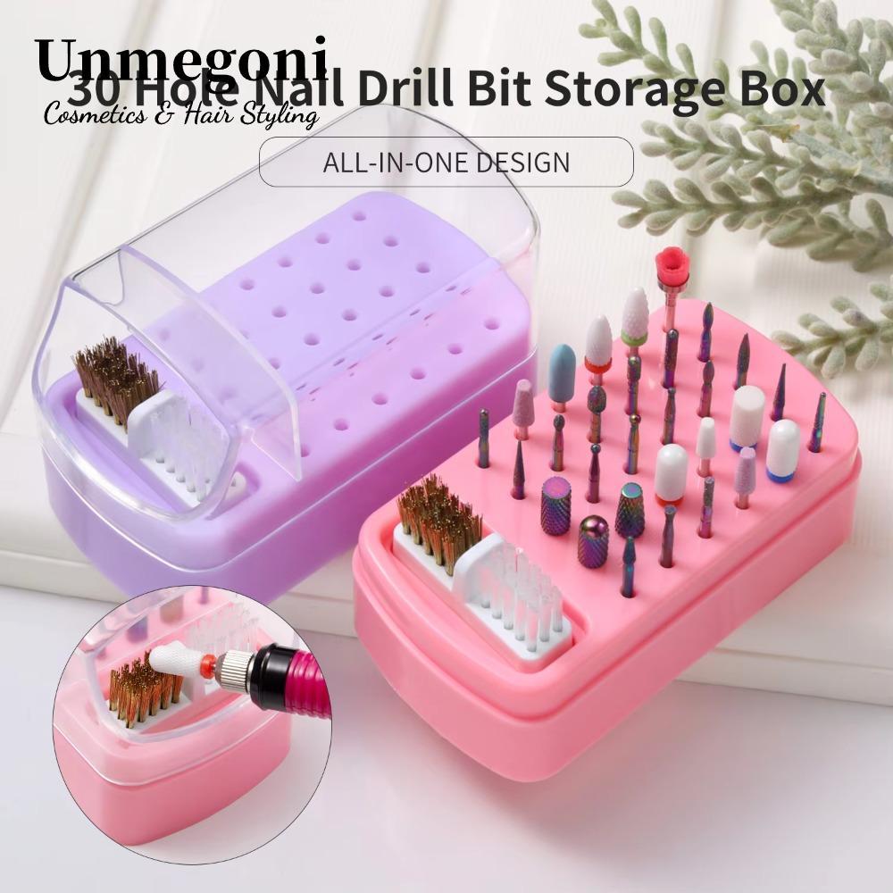 Hộp sắp xếp mũi khoan móng tay UNMEGONI, Acrylic 30 lỗ Nail Art Display Stand, Nail Salon Nail Art D