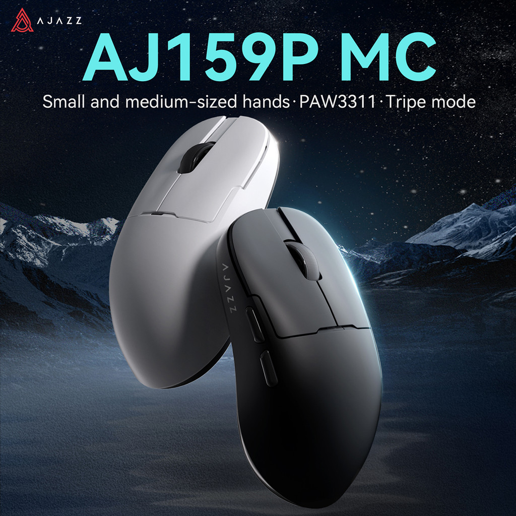 Chuột chơi game AJAZZ AJ159P MC | Cảm biến PAW311, Tri-Mode (BT / 2.4G / Có dây), Đế sạc từ tính, Ti