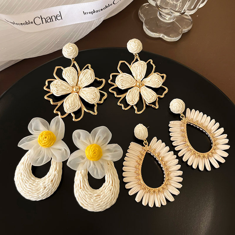 Bông tai hoa Bohemian Bông tai nữ phong cách ngày lễ Bông tai bện