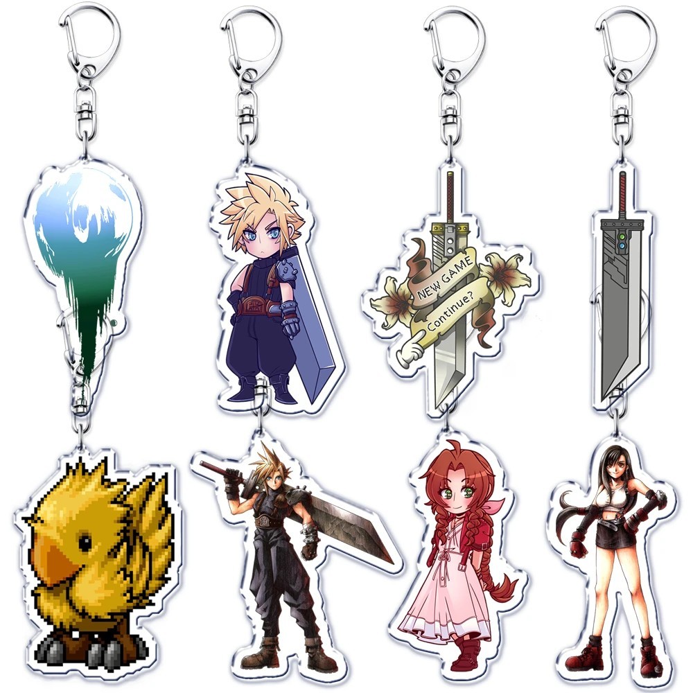 Móc khóa Acrylic Mica game Final Fantasy VII FF7 nhân vật Cloud Strife Tifa Aerith Sephiroth trang t