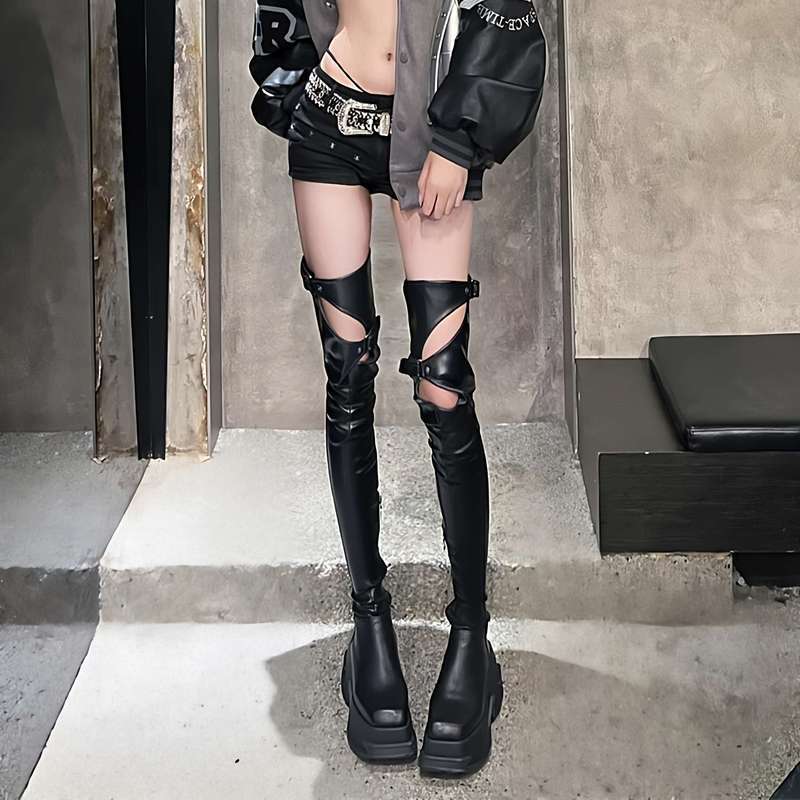 MKWQ2026 Mùa Thu Đông Phong Cách Mới Hot Girl Boots Over-the-Knee Boots