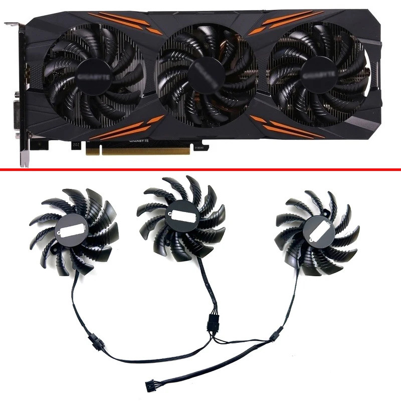 Quạt làm mát MỚI 75mm 4pin T128010SU PLD08010S12HH Dành cho GIGABYTE AORUS GTX 1080 1080Ti 1070Ti 10