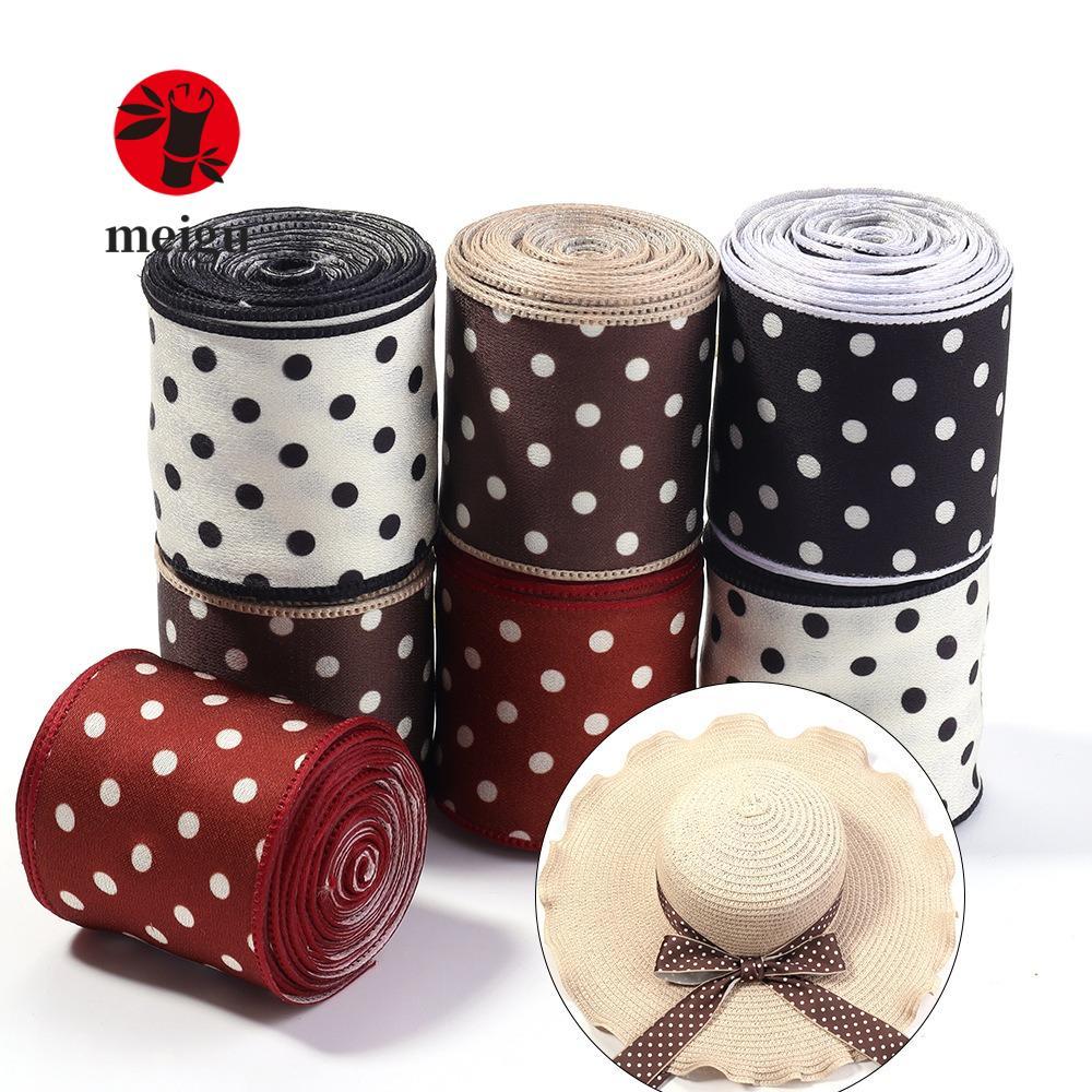 MEIGU Chấm Bi Ruy Băng, Ruy Băng In 3 Sân Chiều Rộng 40 Mm, Trang Trí Polyester Chấm Bi In Hình Tran