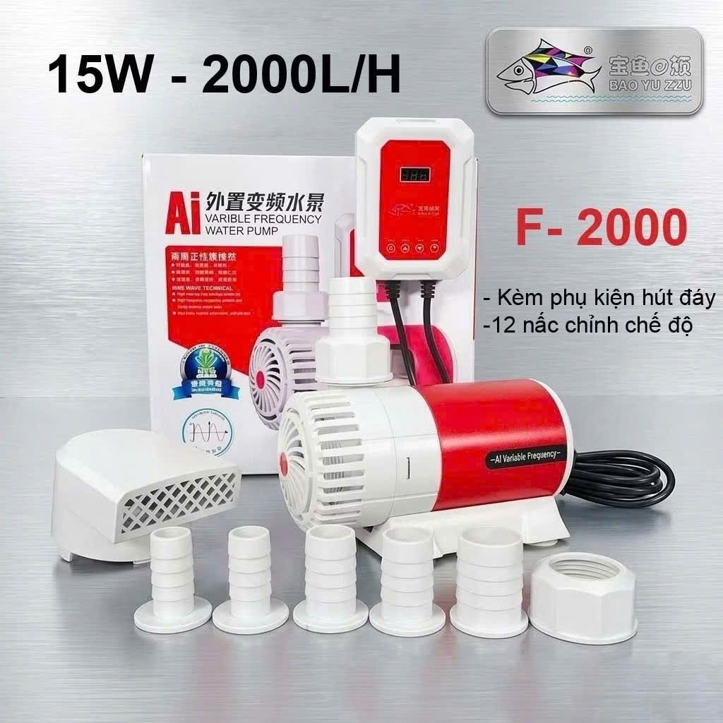 Máy Bơm Bể Cá Baoyu BY-F2000 15W 2000L/H, 12 Chế Độ, Cảm Biến Chống Cạn, Tiết Kiệm Điện