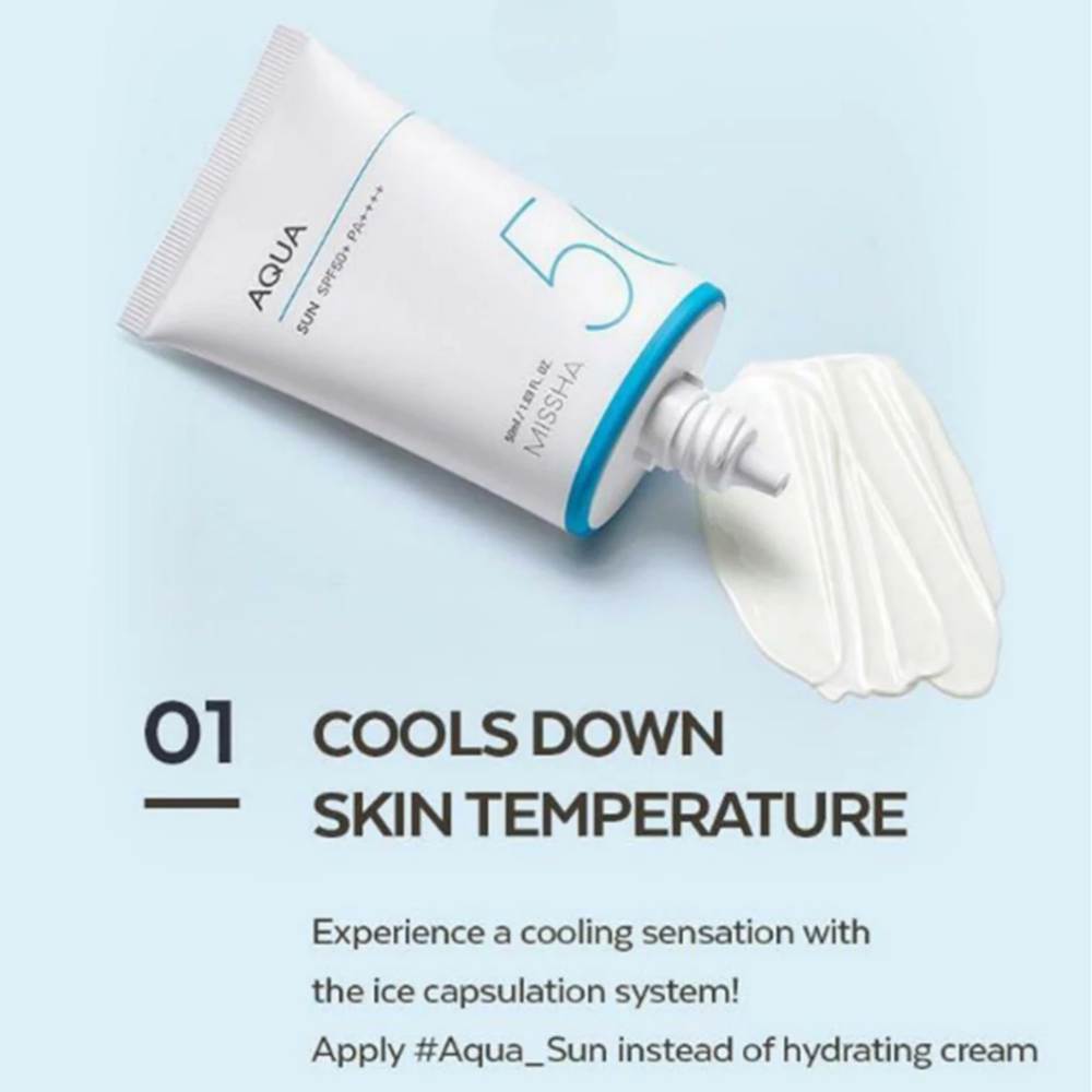 MISSHA All Around Safe Block Aqua Sun50ml  Lightweight Korean Sunscreen with SPF50+