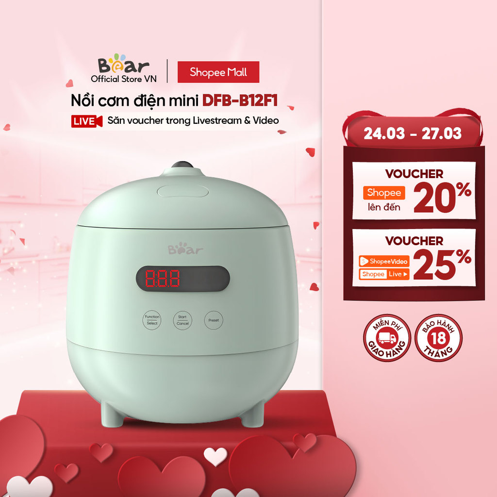 Nồi cơm điện MINI 0.3L (dung tích tổng 1.2L) Bear DFB-B12F1 - Hàng chính hãng