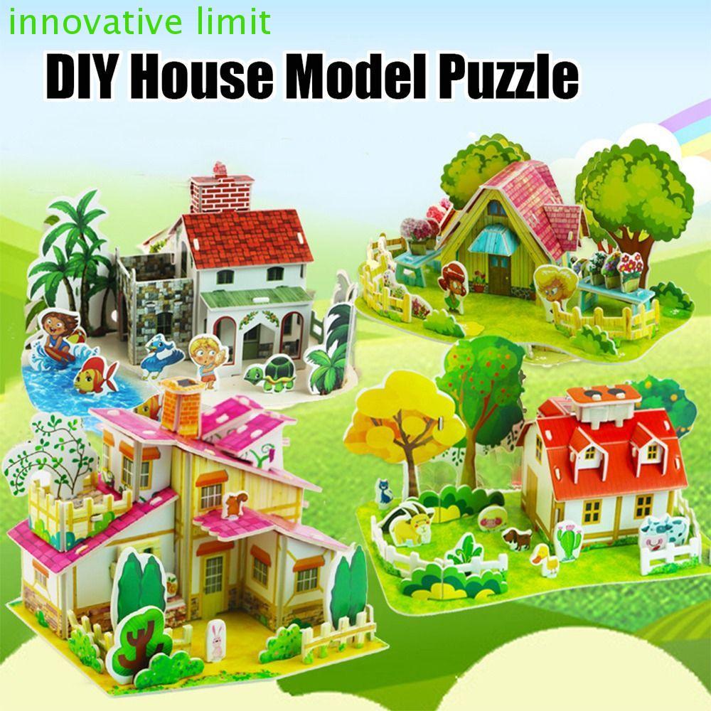 DYRUIZA DIY House Model Puzzle, DIY Paper Jigsaw Building 3D Puzzle, Learning Assembly Building Bloc