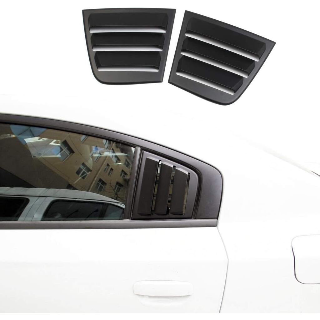 Cửa sổ bên Louvers Air Vent Scoop Shades Cover Blinds ABS cho Dodge Charger 2011-2021 (Đen)