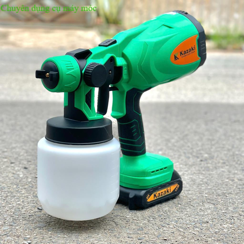 bộ  máy phun sơn cầm tay dùng pin KZAKI -KZ21SF  , lưu lượng phun 800mL/phút, súng phun sơn tặng 4 b