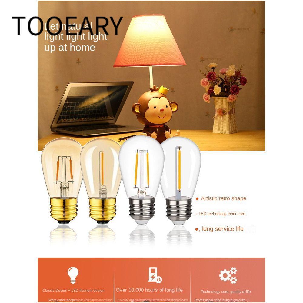 Bóng đèn LED TOOEARY ST45, Bóng đèn pha lê trắng ấm 1W 2W, Nến sợi đốt nóng Bóng đèn LED 2700K Đèn t