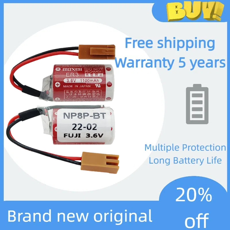 1 Chiếc ER3 NP8P-BT PM20-BL Pin 1 / 2AA 3.6V 1100mah Cho PLC Điều Khiển Công Nghiệp Bo Mạch Chủ RTC 