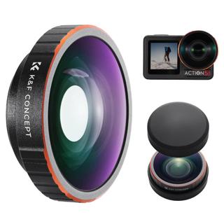 Ống kính góc rộng K & F CONCEPT Tương thích với DJI Osmo Action 5 Pro, Vít trên 185° Phụ kiện máy ảnh hành động bằng kính quang học nhiều lớp mở rộng hơn cho Osmo Action 4