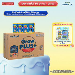 Thùng 48 hộp Sữa Bột Pha Sẵn Nutifood GrowPLUS+ Biếng Ăn (Xanh) 110ml - Trên 2 tuổi - Tăng Cân Khỏe Mạnh
