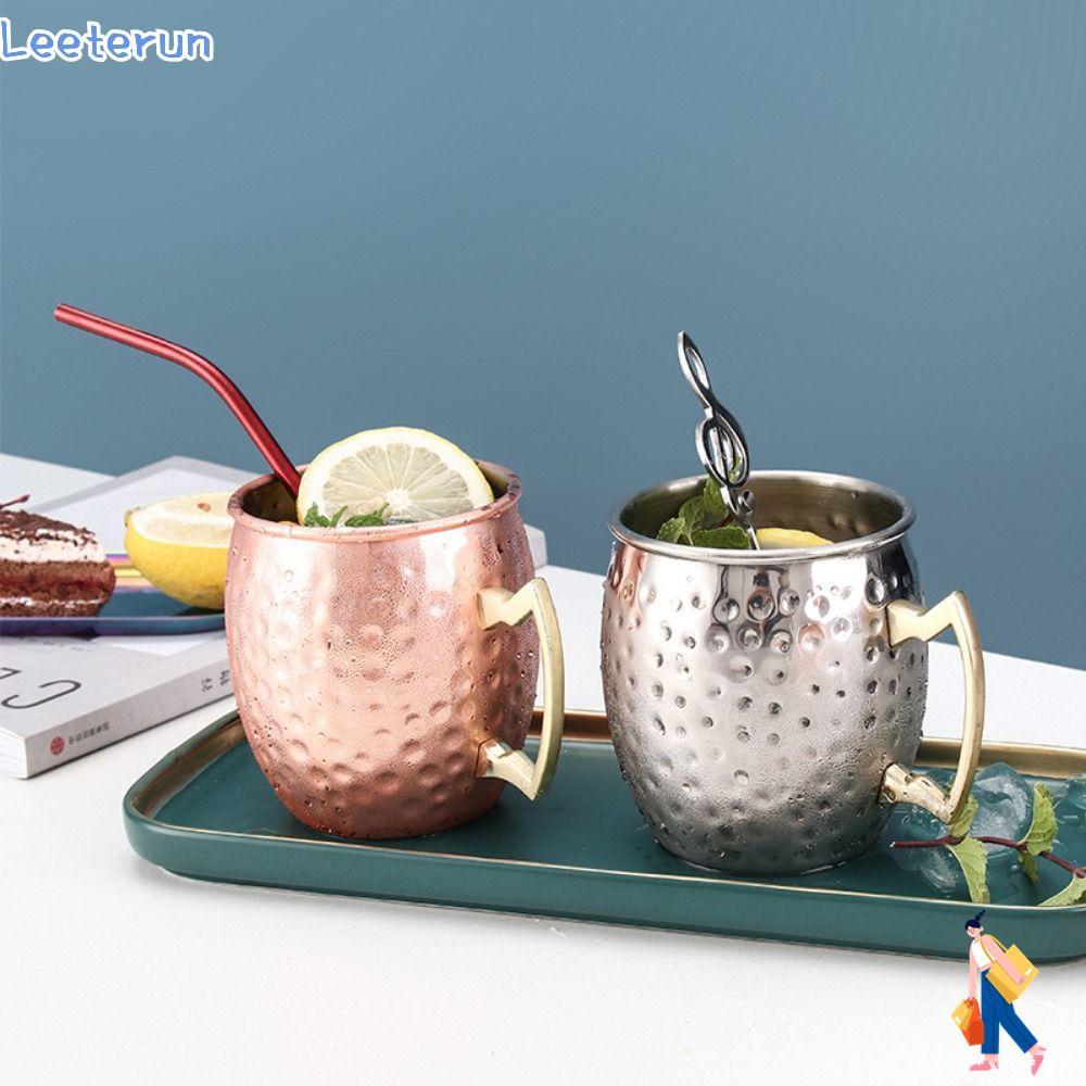 Cốc đồng nguyên chất LEETERUN, Cốc cốc thủ công Moscow Mule, có tay cầm đinh tán chắc chắn 500ml Bề 