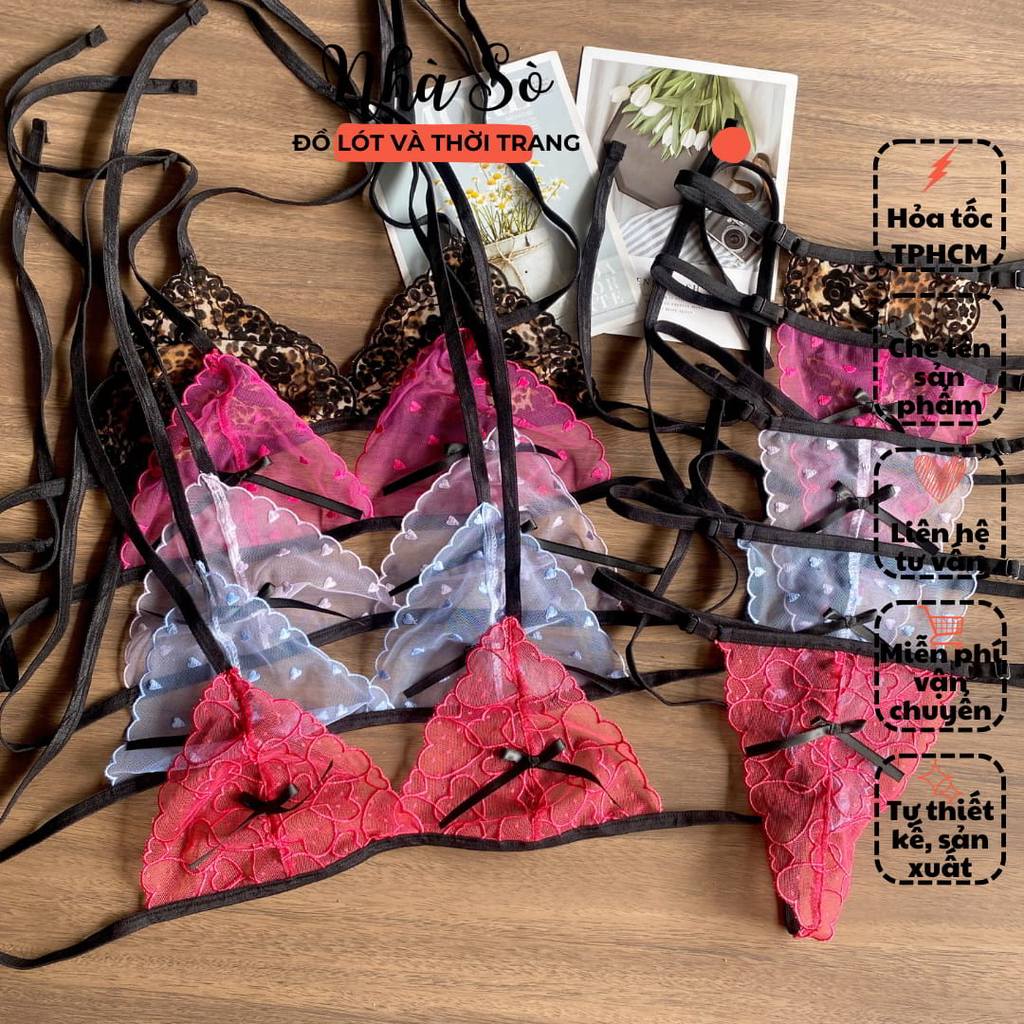 Bộ đồ lót lưới không giãn cột dây🔥NS400 gồm 5 màu by Nhà Sò