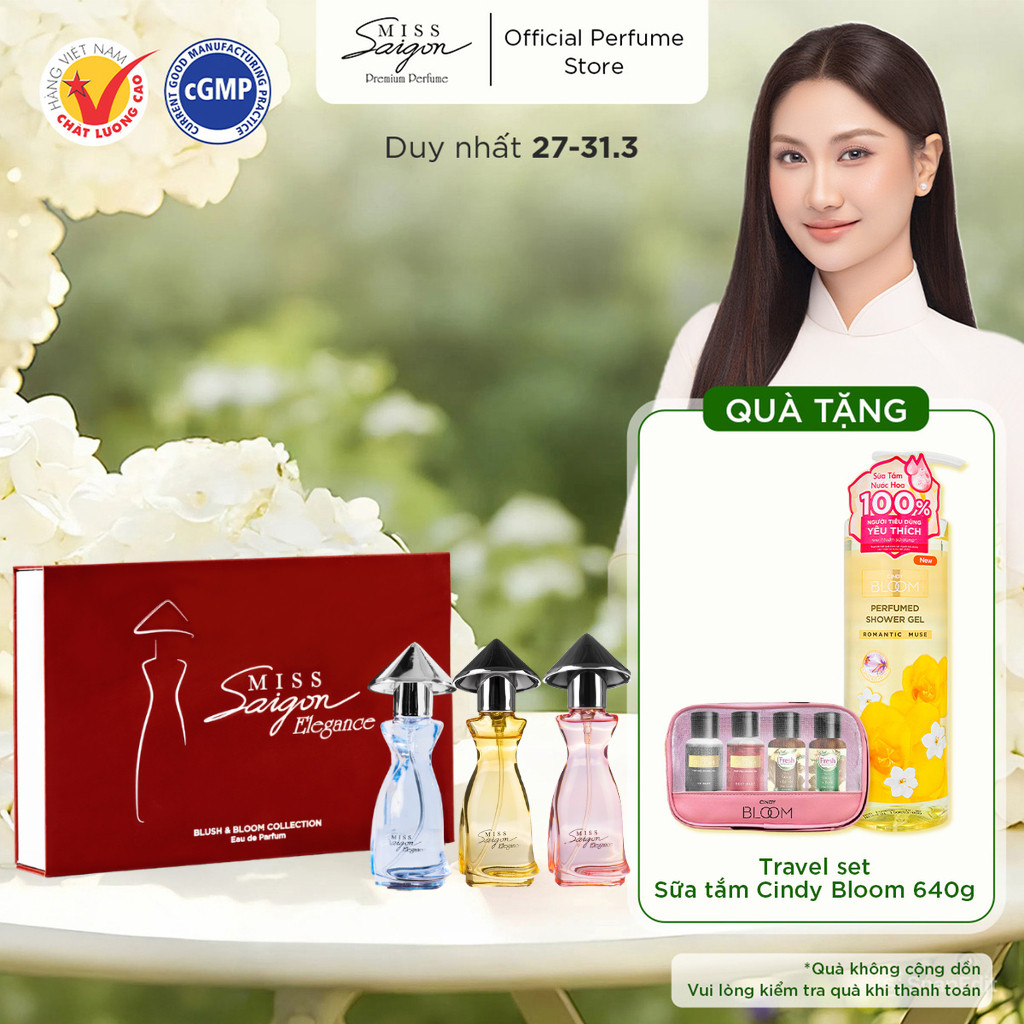 Bộ sưu tập nước hoa Miss Saigon Elegance Blush & Bloom 15ml x 3