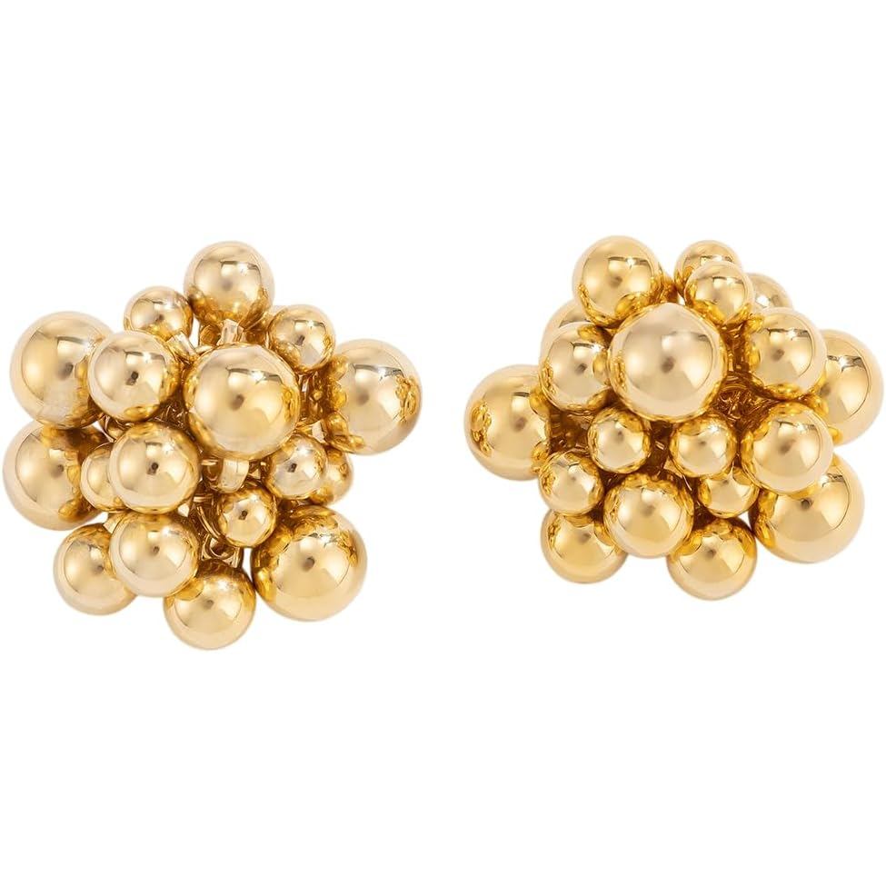 Bông Tai Mạ Vàng 18K, Thiết Kế Bóng Chùm Và Bong Bóng Mái Vòm, Phù Hợp Cho Nữ