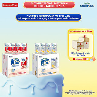 Combo 2 Thùng 24 hộp Sữa bột pha sẵn Nutifood Sweden GrowPLUS+ Vị Dâu 110ml & Vị Chuối 110ml
