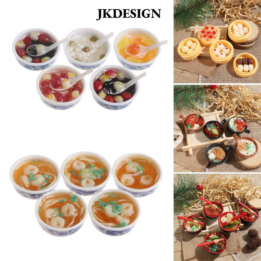 JKDESIGN 1 Nhà búp bê thu nhỏ ngẫu nhiên Phụ kiện búp bê Bánh ngọt gạo Mì hầm Mì tráng miệng Đồ ăn g