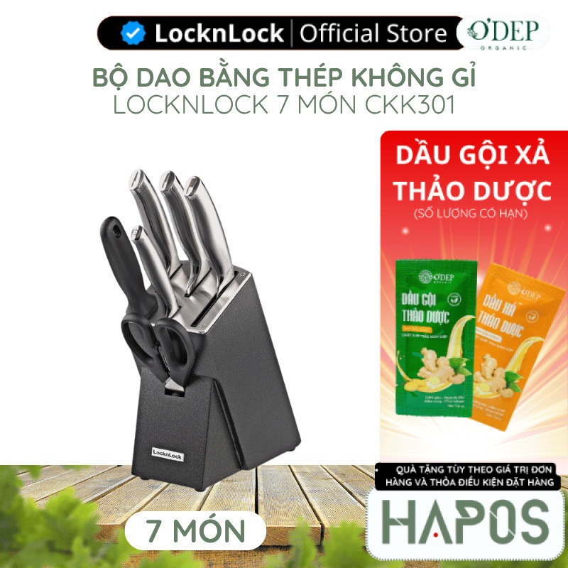 Bộ dao 7 món LocknLock bằng thép không gỉ cao cấp - Đen CKK301 - HAPOS LBE