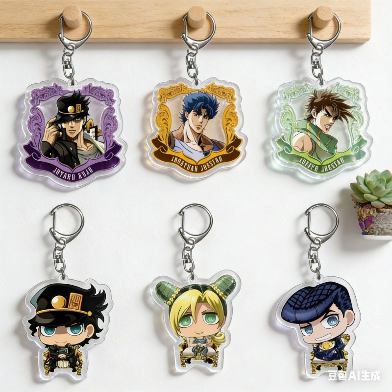Jotaro Kujo/Jolyne Cujoh/Narancia Ghirga Anime JoJo's Bizarre Adventure Q-version Acrylic Keychain P