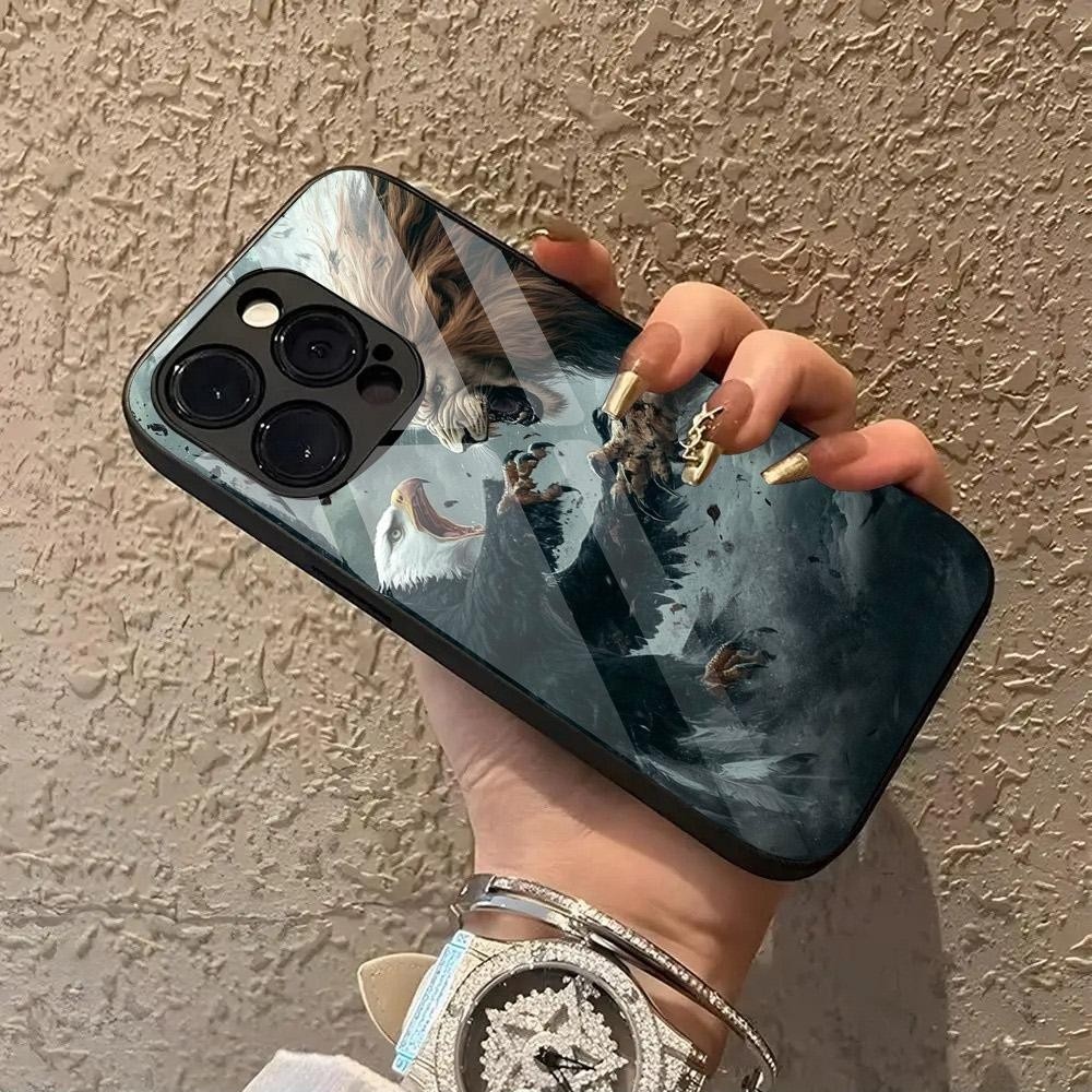 Ốp Điện Thoại Thủy Tinh eagle 45 Cho iPhone 17 16 Pro Max 17Air 15 Pro Max 14 13 12 11 Vỏ Điện Thoại
