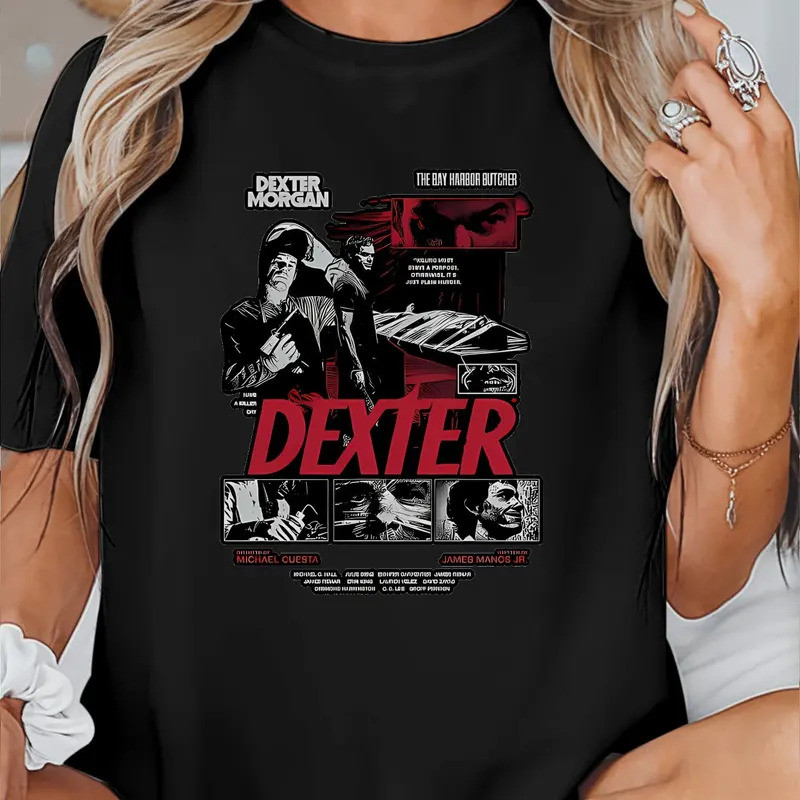 Dexter Morgan The Bay Harbor Đồ họa Áo thun ngắn tay màu đen phong cách cổ điển Thiết kế hiện đại dà