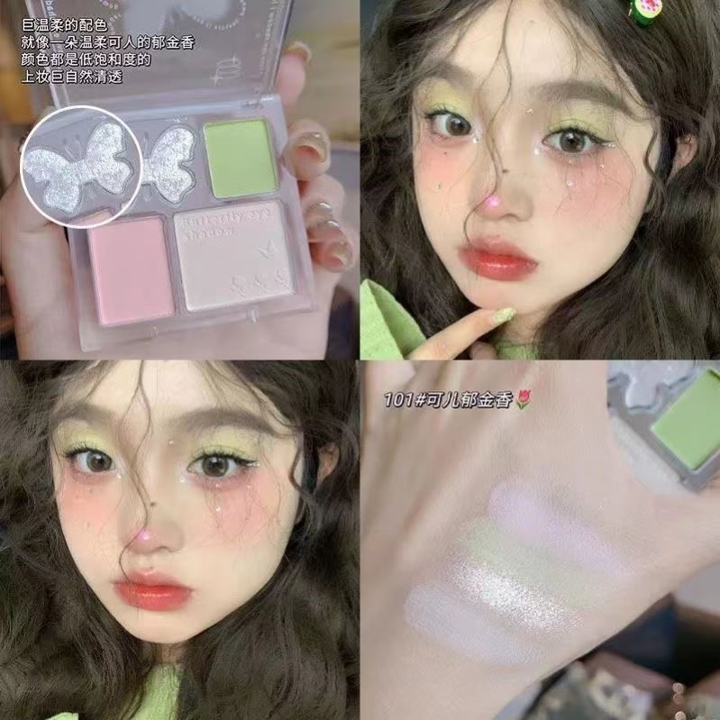 phấn mắt phấn mắt 4 ô Biya Biya Dreamland Bảng Phấn Mắt Bốn Màu Xuân Hè Tươi Xanh Ô Liu Ngọc Trai Mị