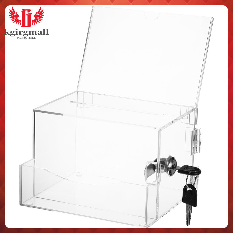 🧂 Hộp Quyên Góp Màu Trắng Acrylic Khóa An Toàn Dung Tích Lớn Kiểu Dáng Trong Suốt 12x10x8 Inch