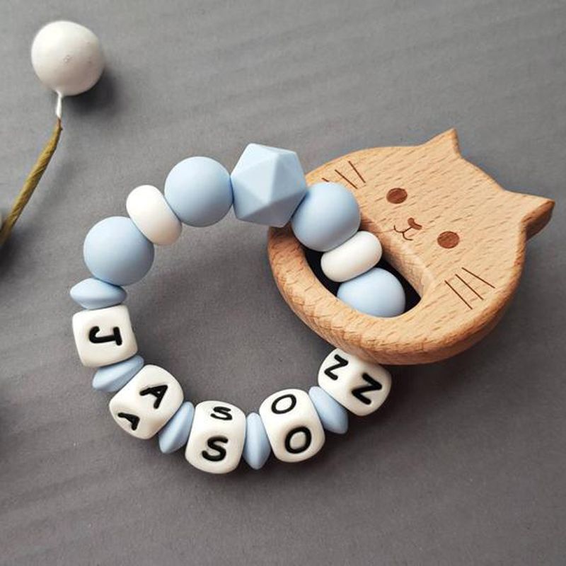 Hot Sale#Baby customizable name chewable silicone teether Baby Teething Soothing Teether Itchy Bite 