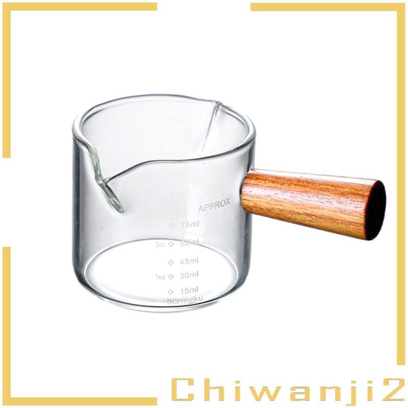 Tay cầm bằng gỗ sữa thủy tinh có cân Jigger Ounce Cup Coffeware Measure-Mug