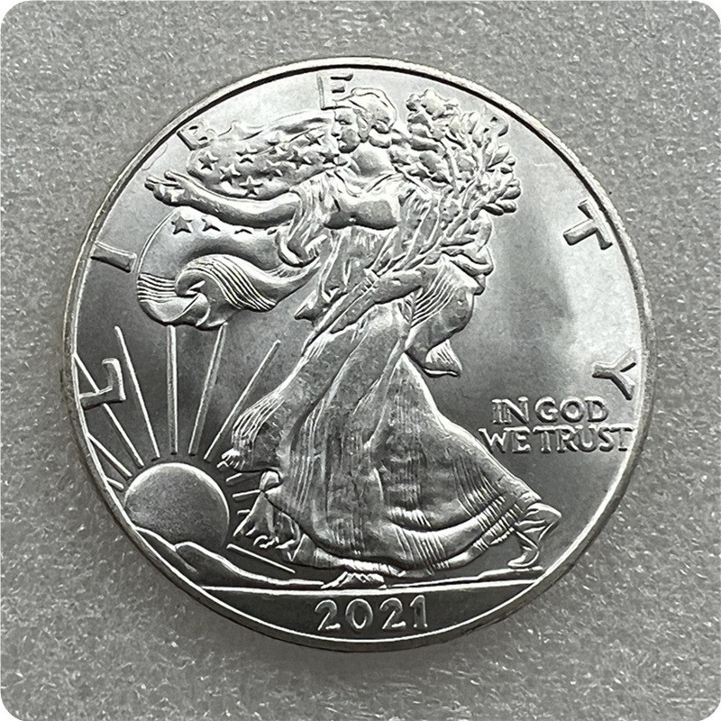 Đồ thủ công cổ Chất liệu đồng thau Tượng Mỹ Tự do Đô la bạc trắng Đồng xu kỷ niệm Đồ thủ công cổ Chấ