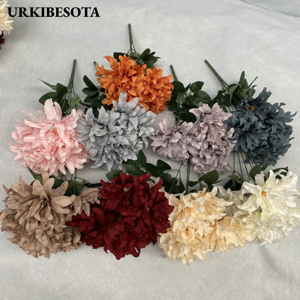 URKIBESOTA Hoa nhân tạo Dahlia, 45CM Sắp xếp hoa Dahlia Bunch Flowers, Vải chải 7 đầu DIY Violet Bri