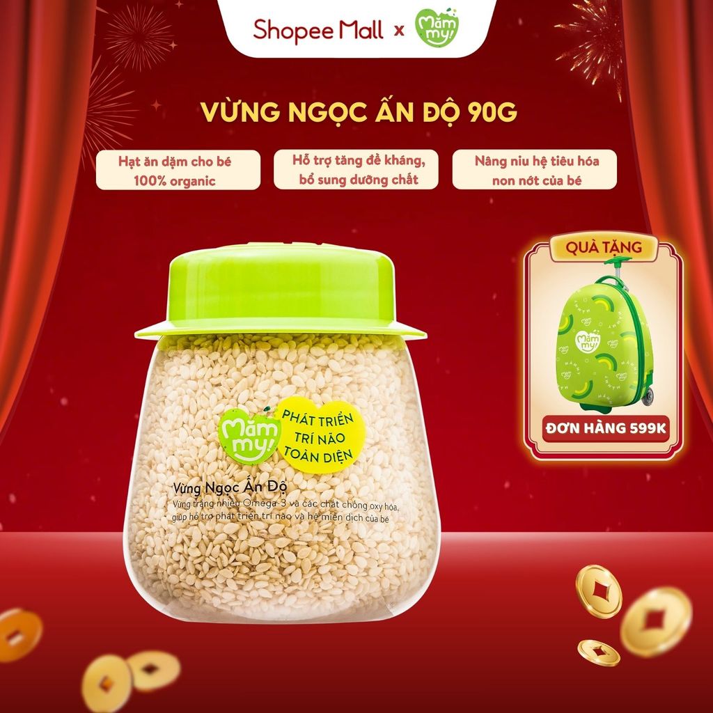 Vừng Ngọc Ấn độ ăn dặm loại 1 Mămmy giàu omega-3 giúp phát triển trí não cho bé ăn dặm - hũ 90g