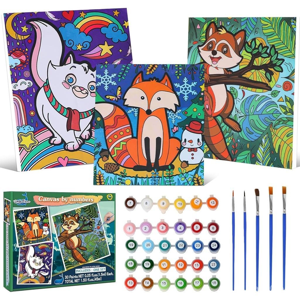 Wings Giant Paint by Numbers Đóng khung, Bộ tranh 3 gói cho trẻ em Vải in DIY, Sơn theo số cho trẻ e
