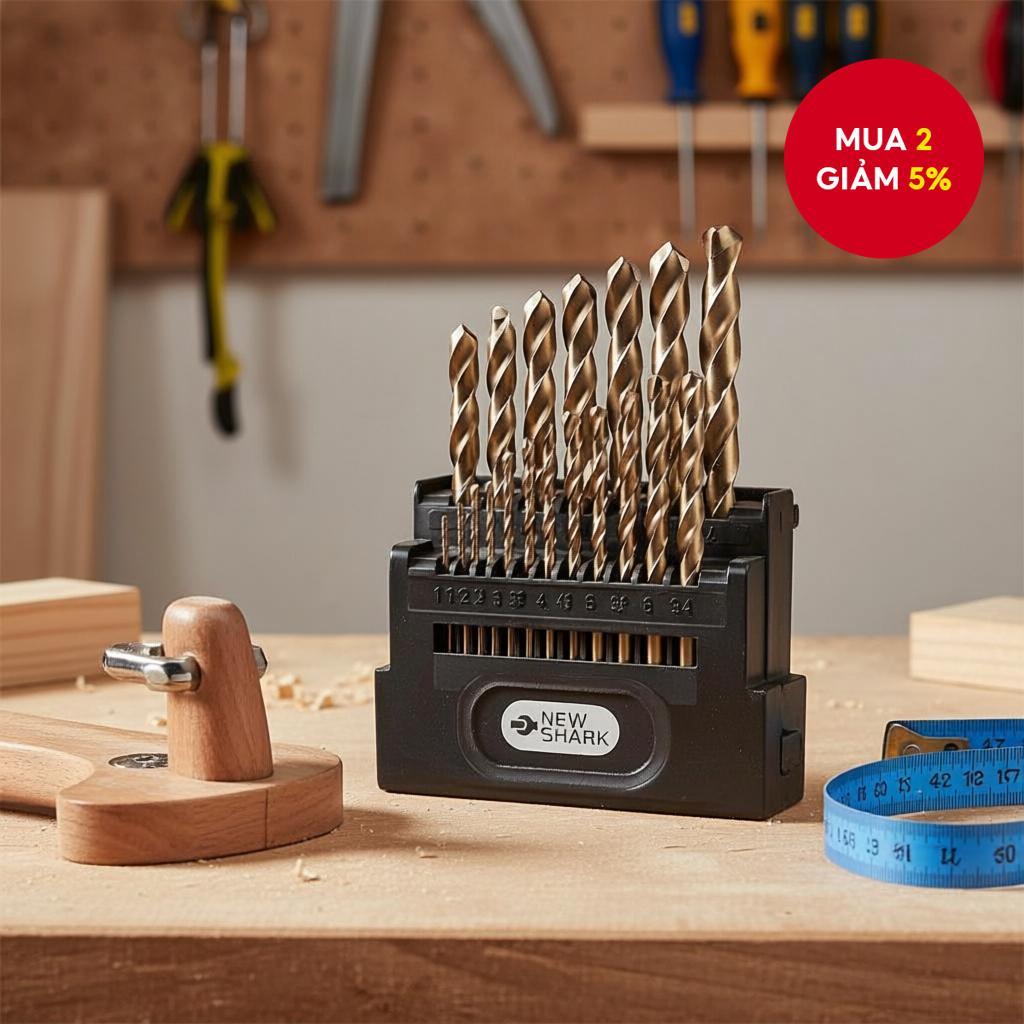 Bộ mũi khoan HSS Coban 5% M35 (1mm-10mm/19 chiếc), mũi xoắn Jobber cho kim loại cứng và thép không g