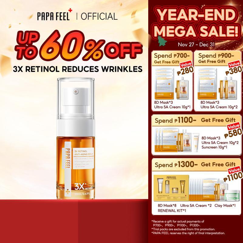 PAPA FEEL 3X Retinol Facial Serum 20ml Nếp nhăn | Đường nét | Oxy hóa da | Không nhờn | An toàn cho 