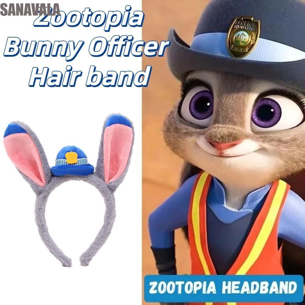 SANAVALA Bunny Ears Hair Band, Kawaii Fluffy Ears Judy Hopps Headband, Head Wear Cartoon Creative Sa