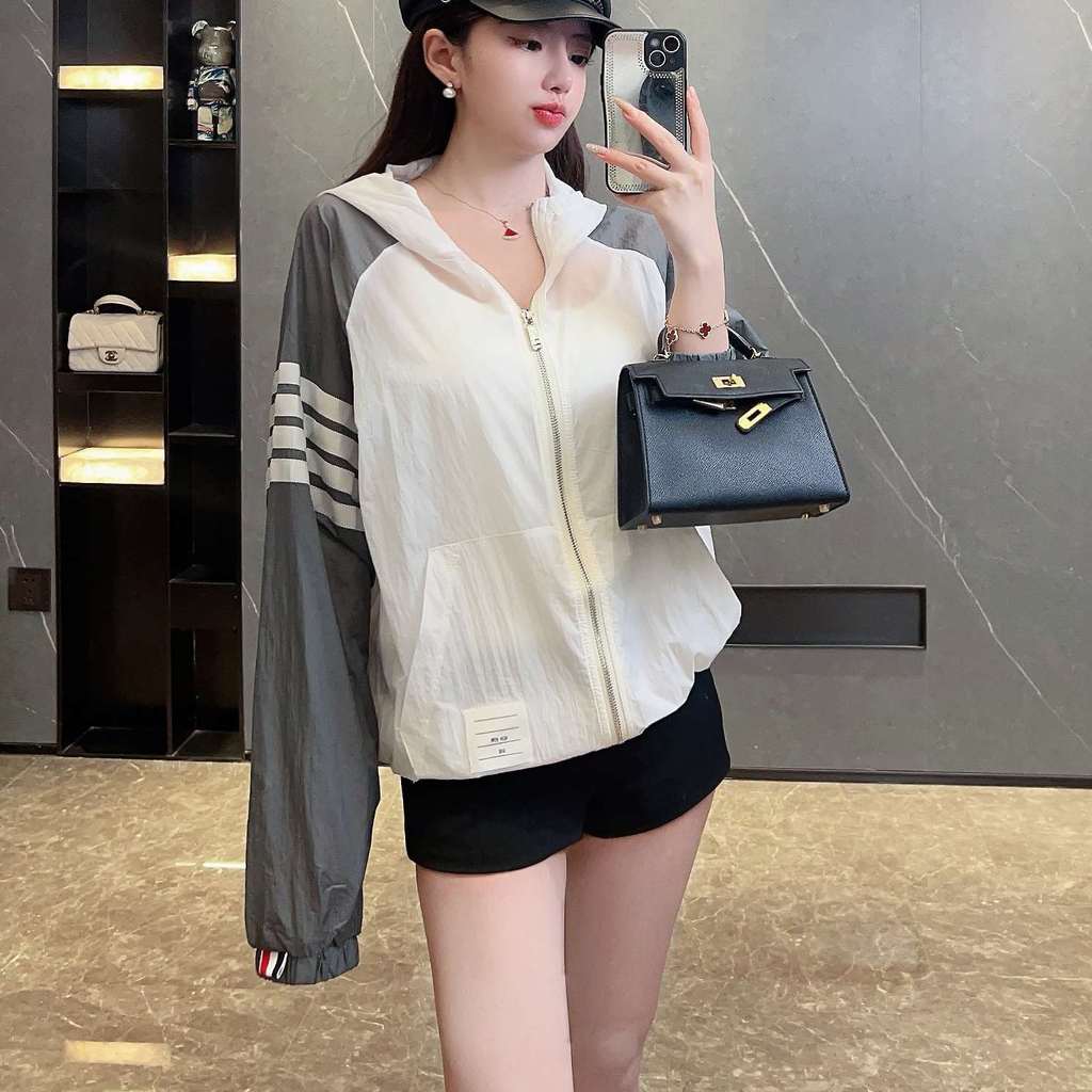 PKFA Thom Browne Summer Men and Women Thin Breathable Hooded Sun Protection Clothing UV Protection C