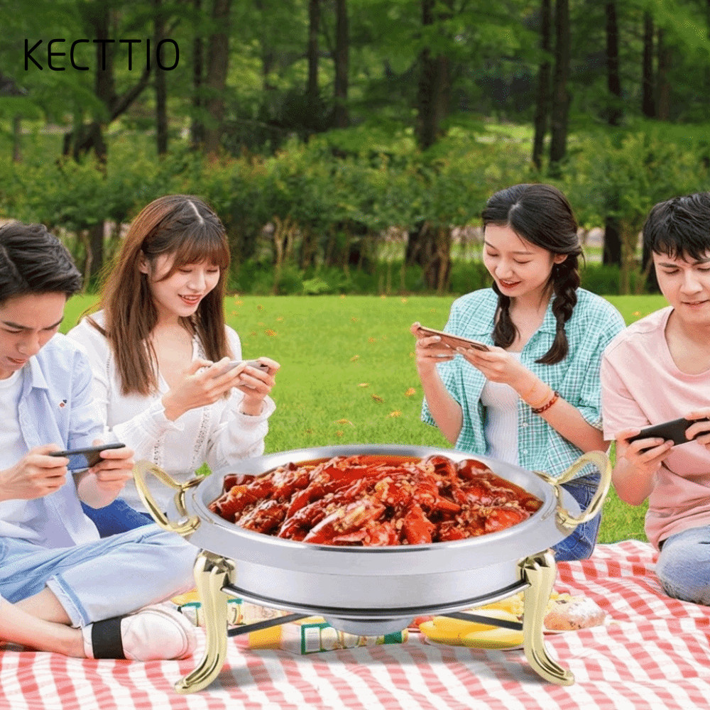 Đĩa đựng thức ăn ấm hơn KETTIO, có nắp 18 / 20 / 24 / 26 / 28cm Bếp cồn, Nồi nấu nhỏ màu vàng bằng t